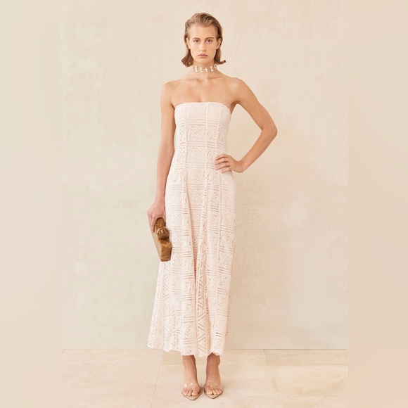 Cult Gaia Solia Floral Lace Maxi Dress In Gardenia - Picture 1 of 13